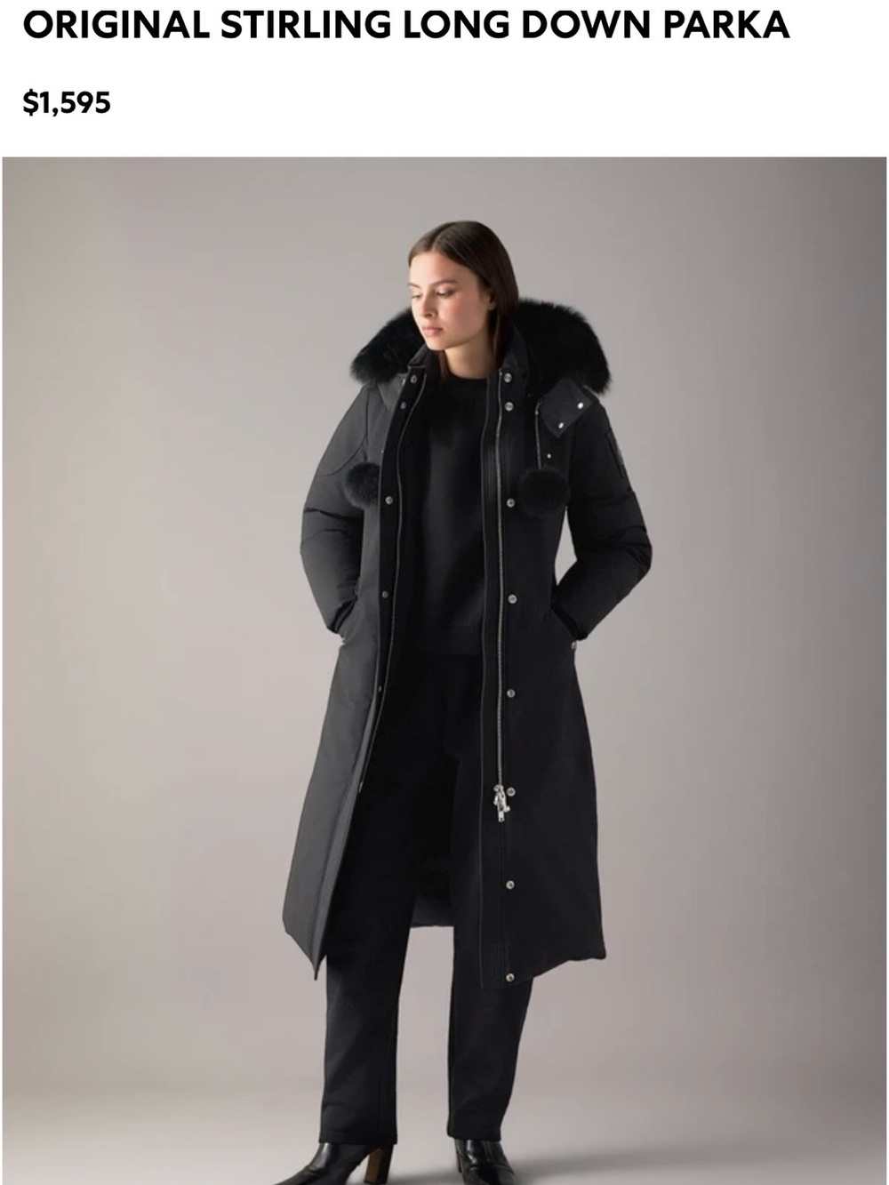 Moose Knuckles Original Stirling Long Down Parka - Black